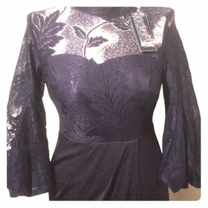 Coco Collection Dress formal fancy lace navy blue size Medium
